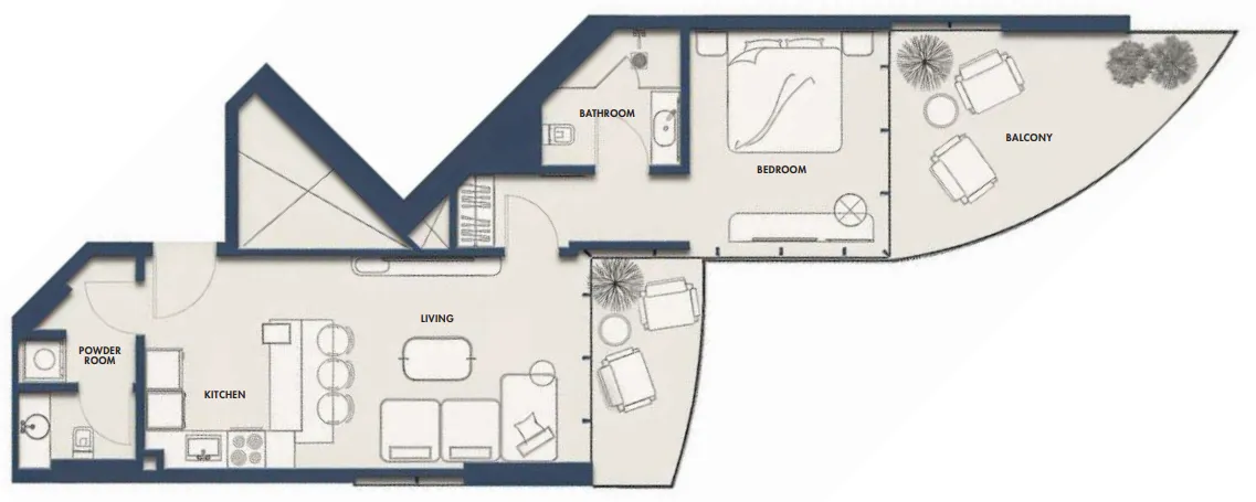 Amra Residences 1 bed floor plan, 793 sqft