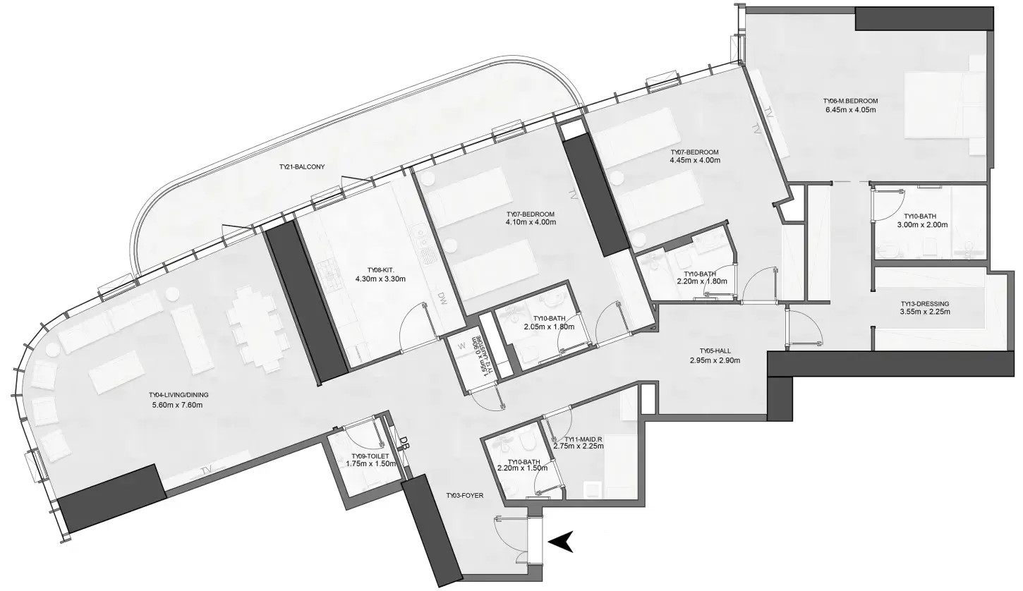 Joud Tower 3 bed floor plan, 2,721 sqft