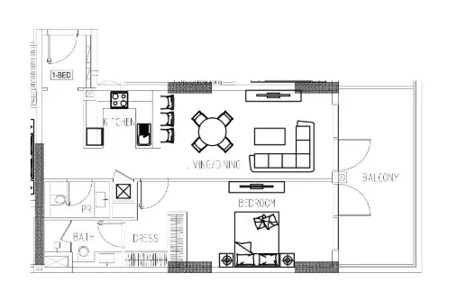 Damac Riverside Views 1 bed floor plan, 995 sqft