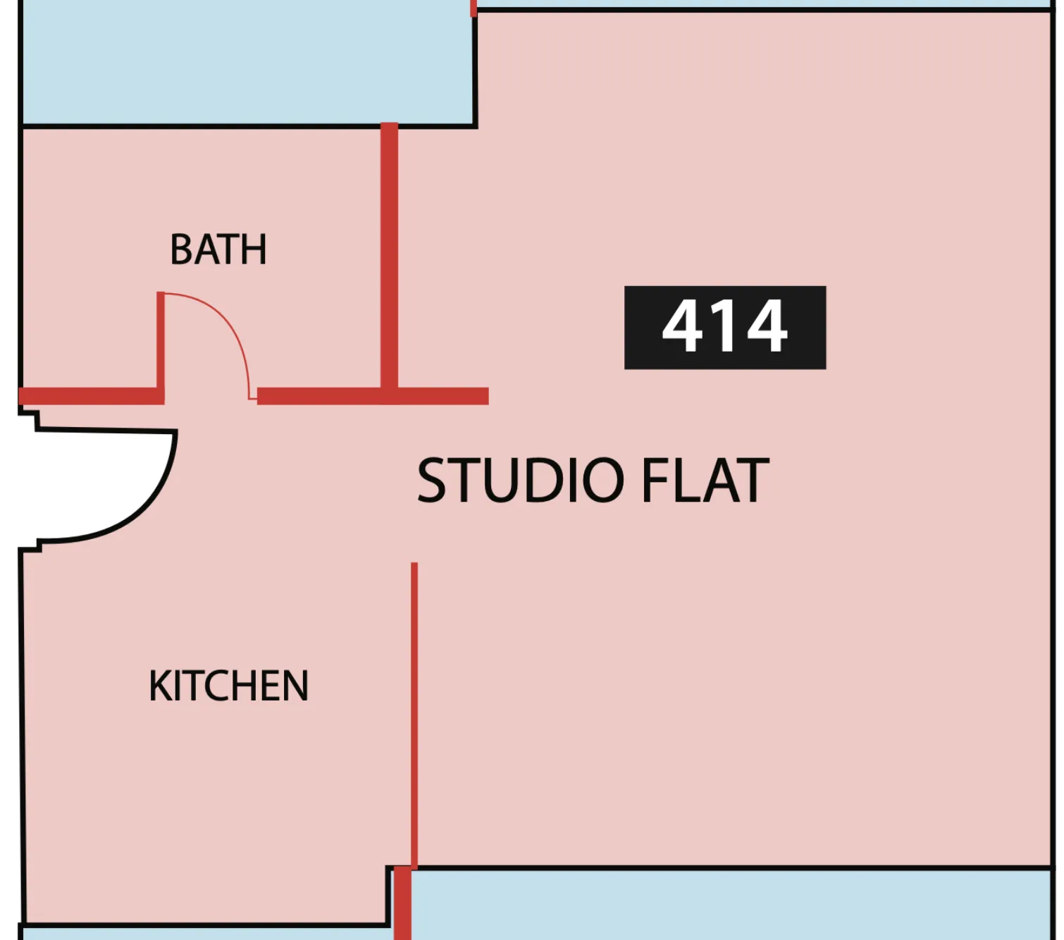 Paradise View 1 Studio floor plan, 429 sqft