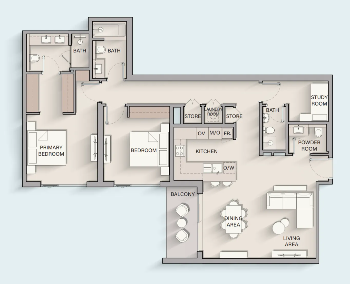 Belgravia Gardens 2 bed floor plan, 1,246 – 1,600 sqft