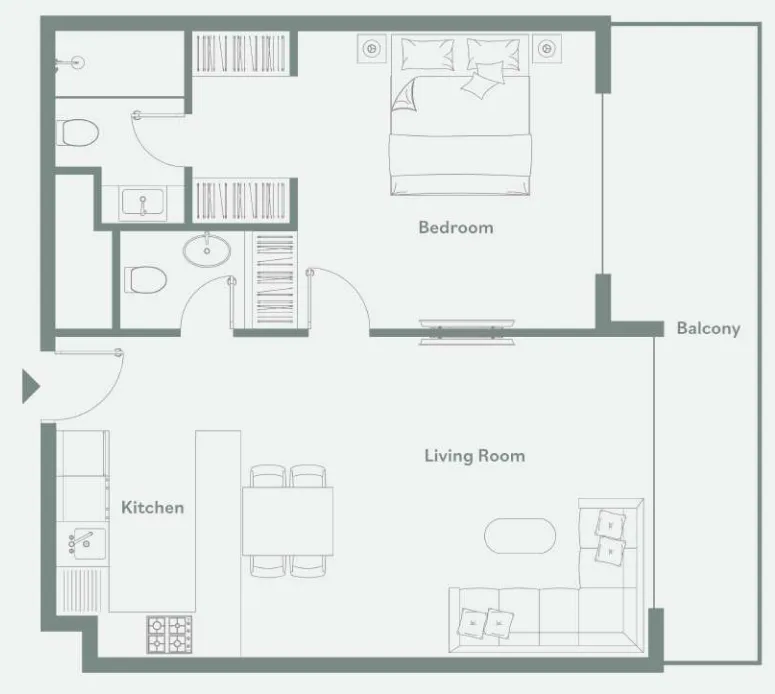 Luma Park Views 1 bed floor plan, 849 sqft