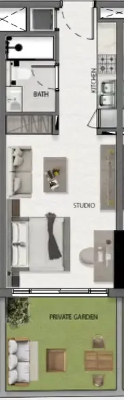 Avana Residences Studio floor plan, 463 – 466 sqft