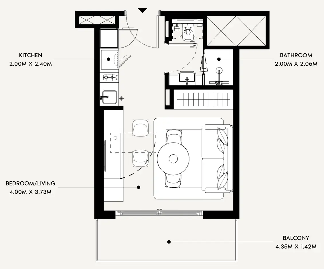 Azizi Leily Studio floor plan, 340 sqft