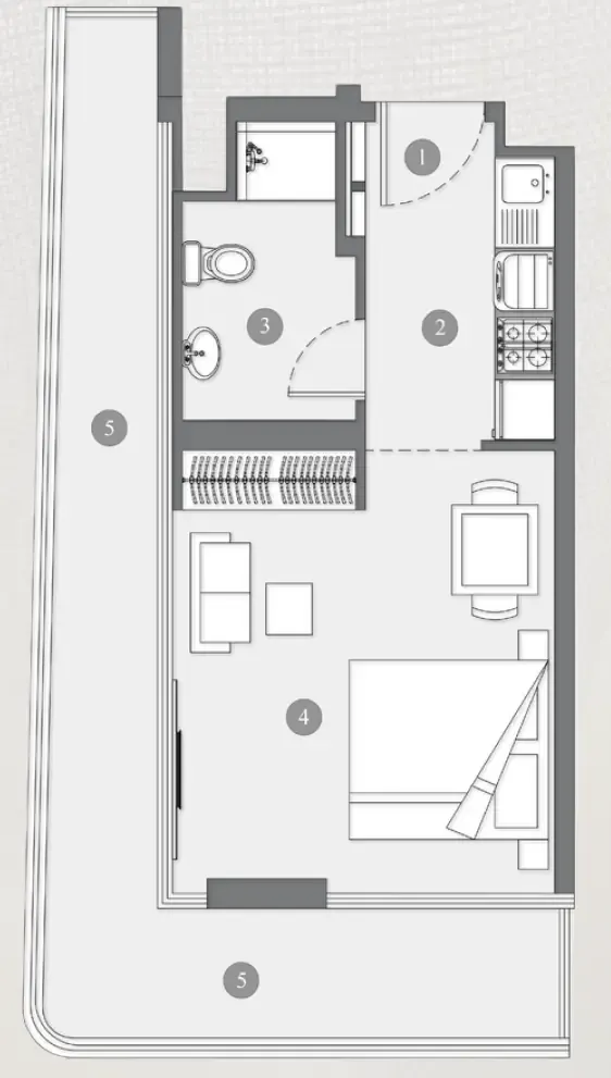 Elevia Residences  Studio floor plan, 535 sqft