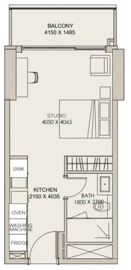 Nirvana Residences 1 Studio floor plan, 421 sqft