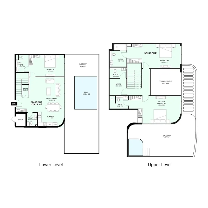Villa Del Gavi 3 bed floor plan, 3,444 sqft