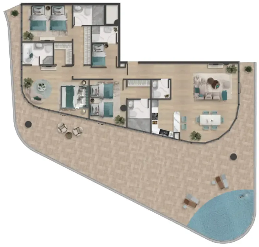 Pelagia 3 bed floor plan, 3,412 sqft