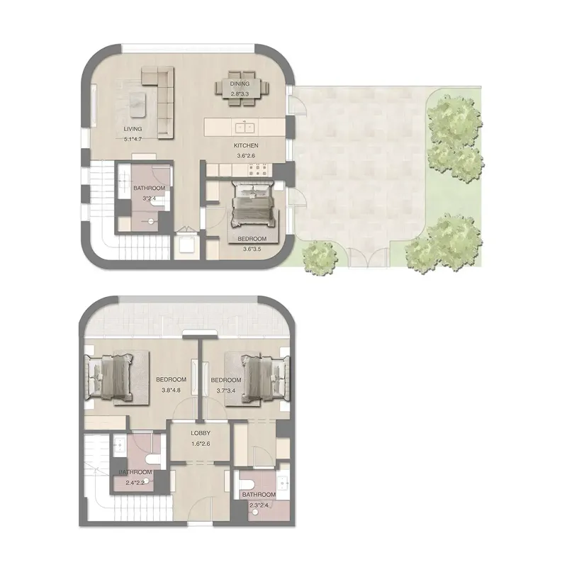 Mirasol Mina 3 bed floor plan, 2,269 sqft