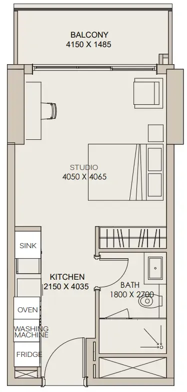 Nirvana Residences 1 Studio floor plan, 457 sqft