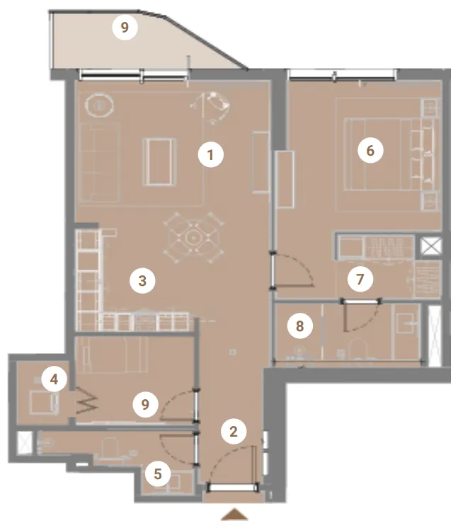 Takaya 1 bed floor plan, 890 – 1,124 sqft