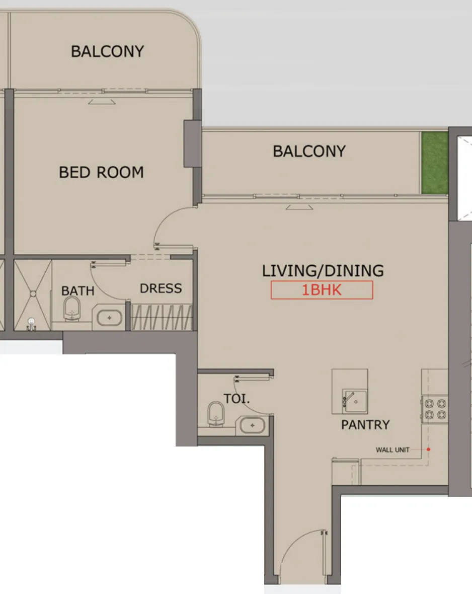 Floarea Skies 1 bed floor plan, 837 sqft