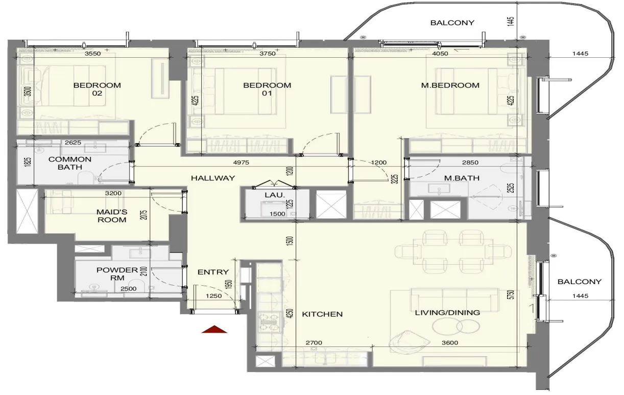 Takaya 3 bed floor plan, 1,691 sqft