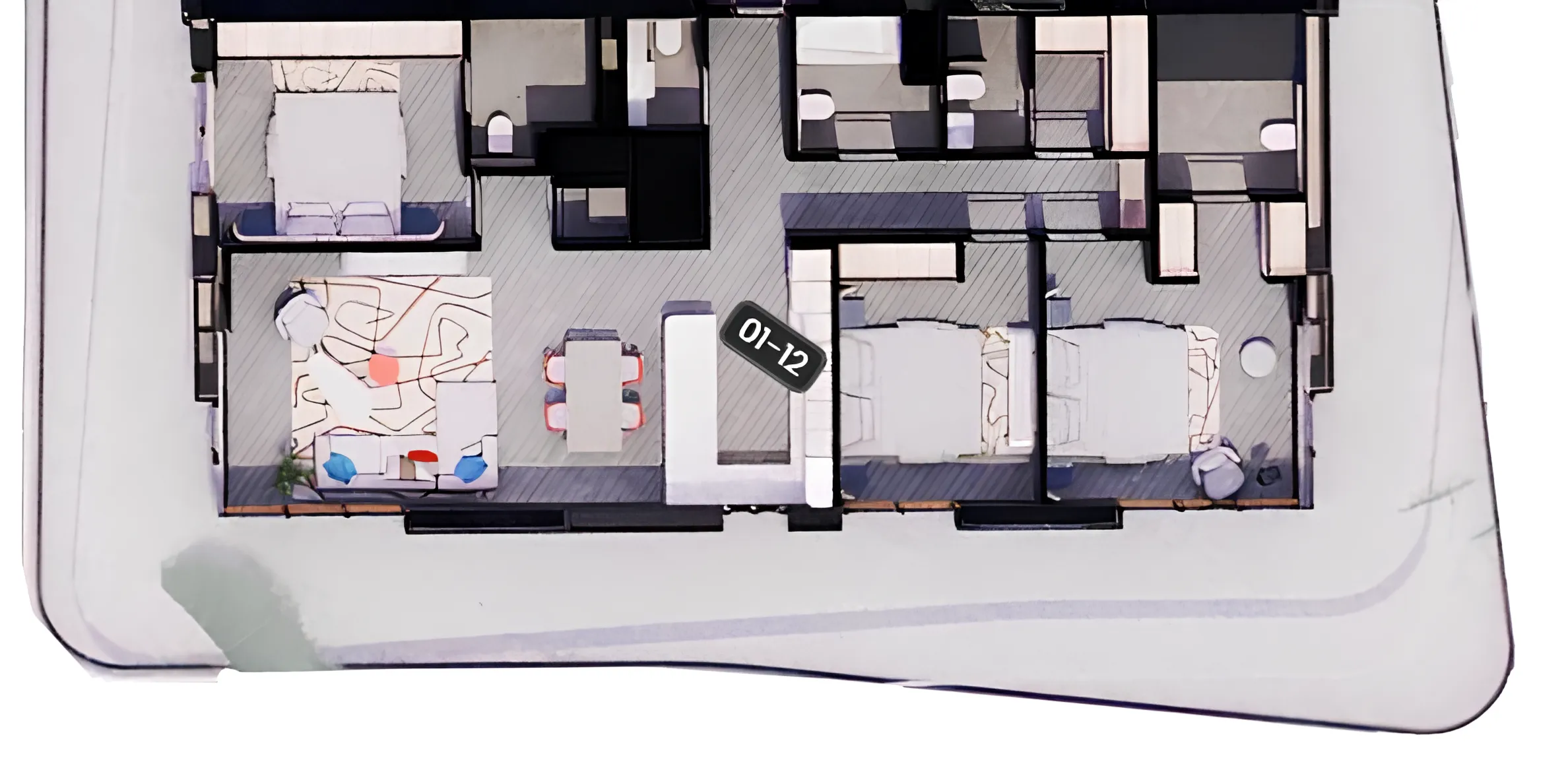 Rosso Bay Residences 3 bed floor plan, 2,687 sqft