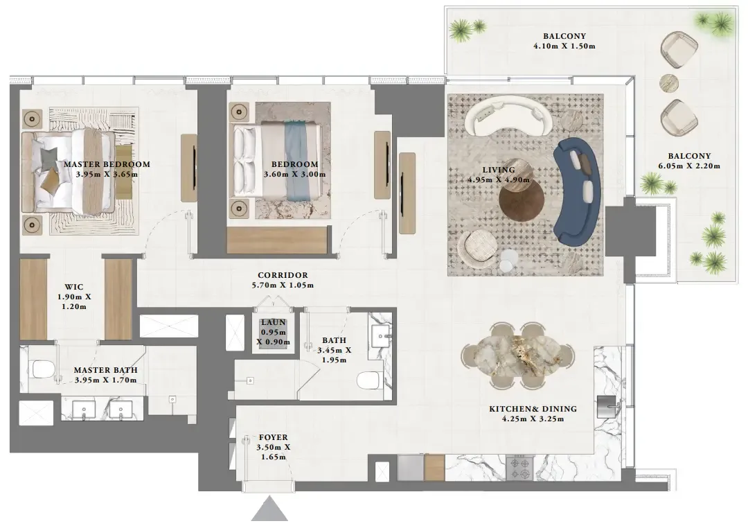 Altan 2 bed floor plan, 1,453 – 1,454 sqft