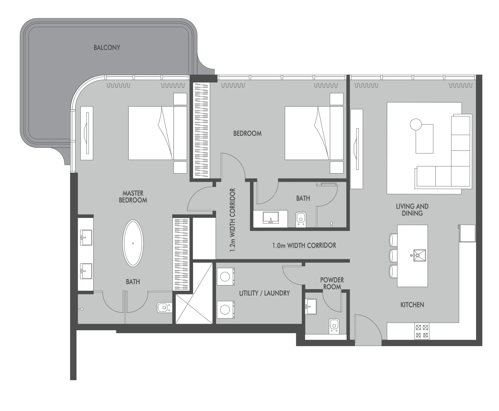 Seaside by Prestige One 2 bed floor plan, 1,475 sqft