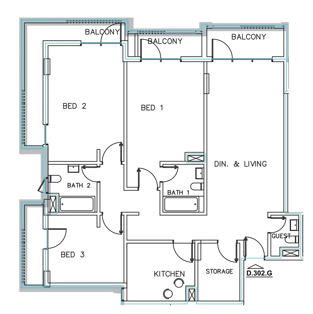 Janayen Avenue 3 bed floor plan, 1,831 sqft