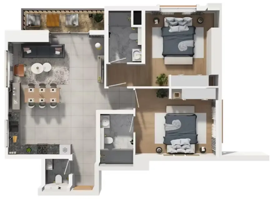 Barajeel Towers 2 bed floor plan, 1,650 sqft