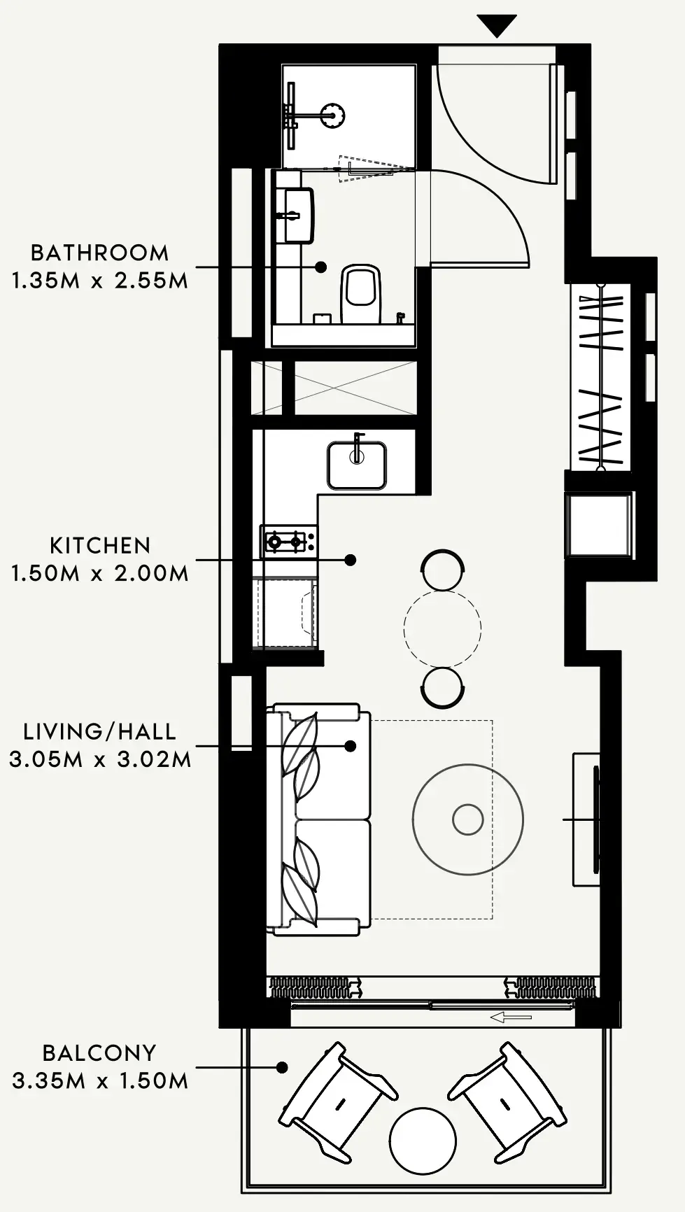 Azizi Venice Studio floor plan, 361 sqft
