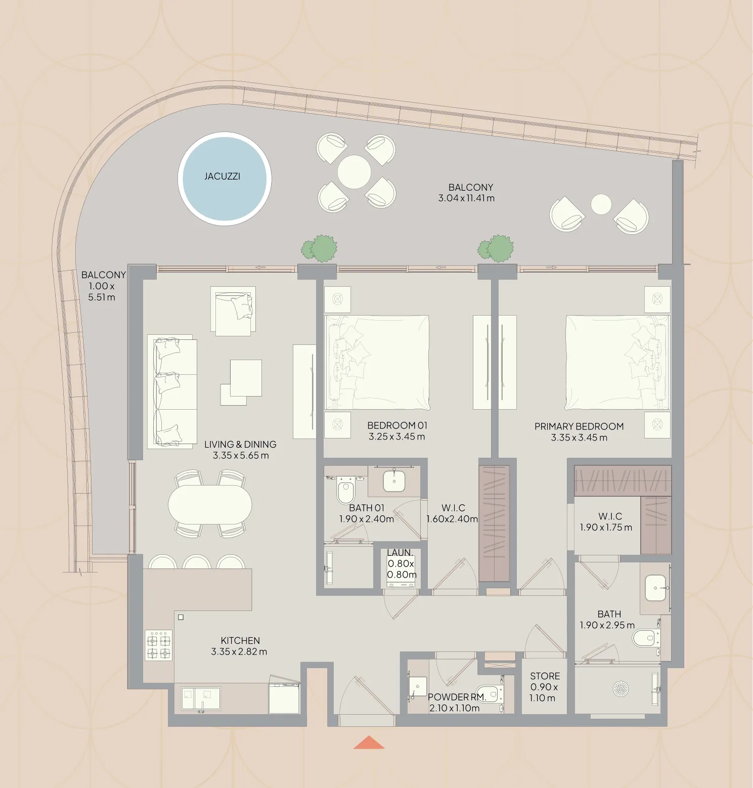 Mayfair Nexus 2 bed floor plan, 1,356 – 1,390 sqft