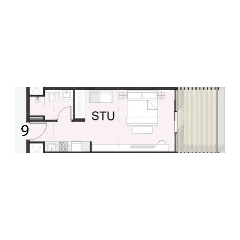 Cove Boulevard Studio floor plan, 463 sqft