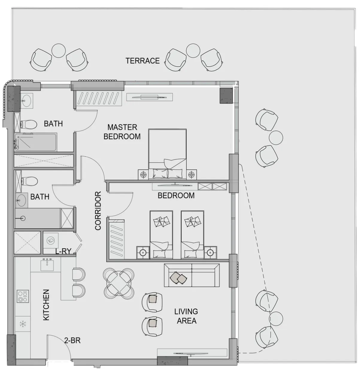 Edgewater Residences 1, 2 and 3 2 bed floor plan, 2,339 sqft