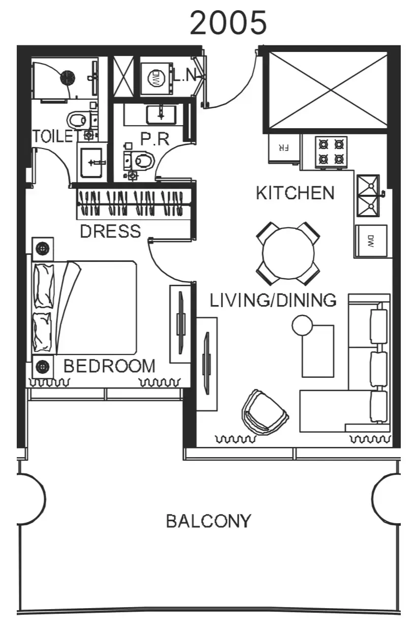 The WOW Tower 1 bed floor plan, 797 sqft