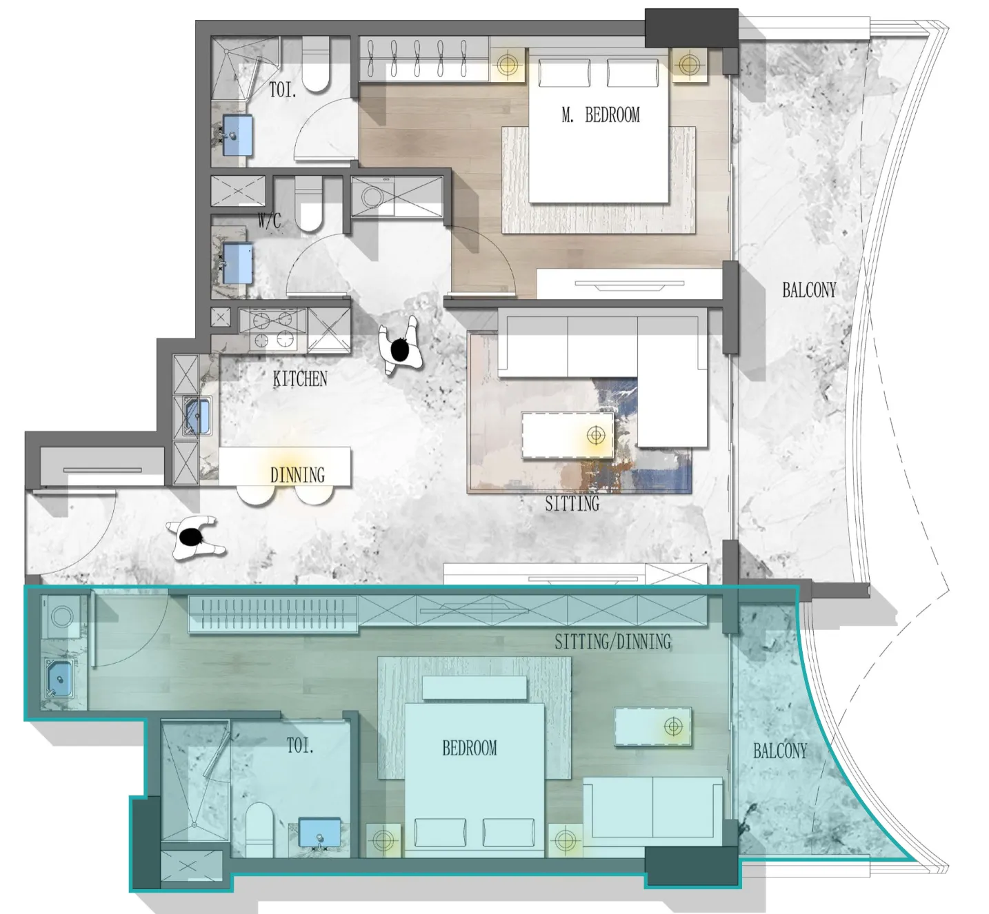 Stamn Nautis Residences 2 bed floor plan, 1,098 sqft