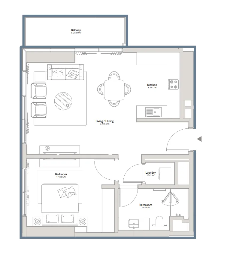 Serenia District East Residences 1 bed floor plan, 870 – 2,082 sqft
