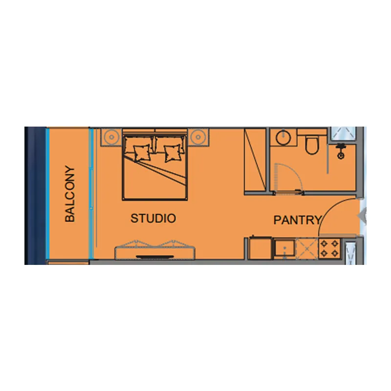 Guzel Towers Studio floor plan, 350 sqft