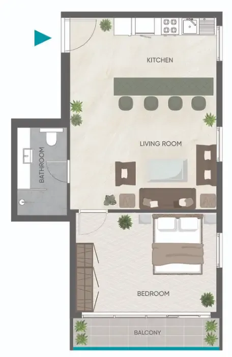 Eden Golf Views 1 1 bed floor plan, 703 sqft