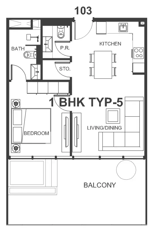 Interstellar Tower 1 bed floor plan, 773 sqft