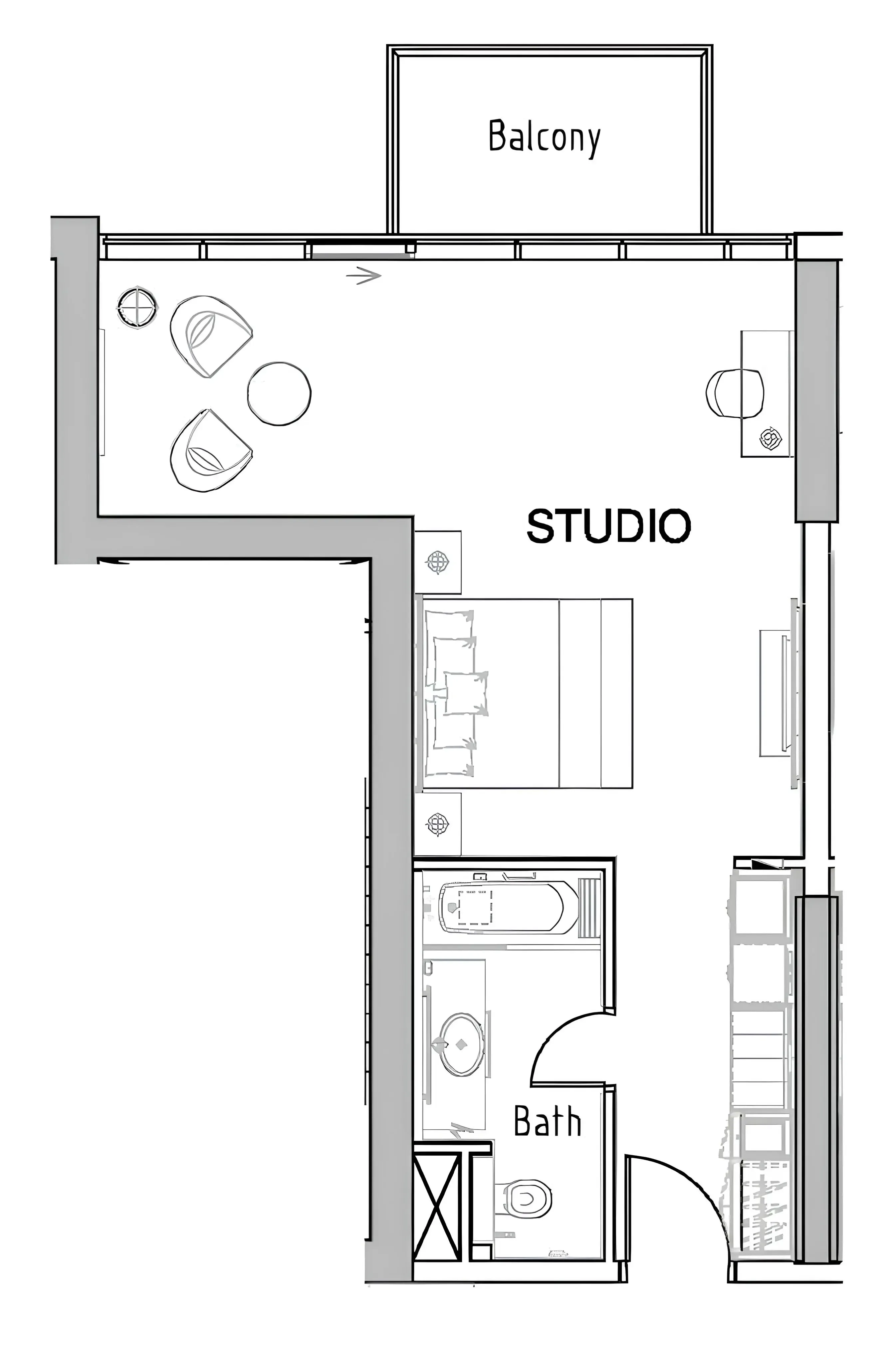 Damac Hills - Artesia Studio floor plan, 567 sqft