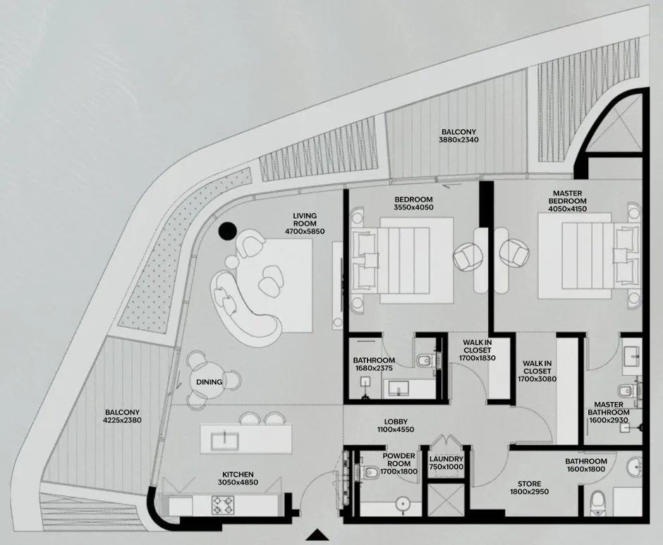 Lia by Avenew Development 2 bed floor plan, 1,479 sqft