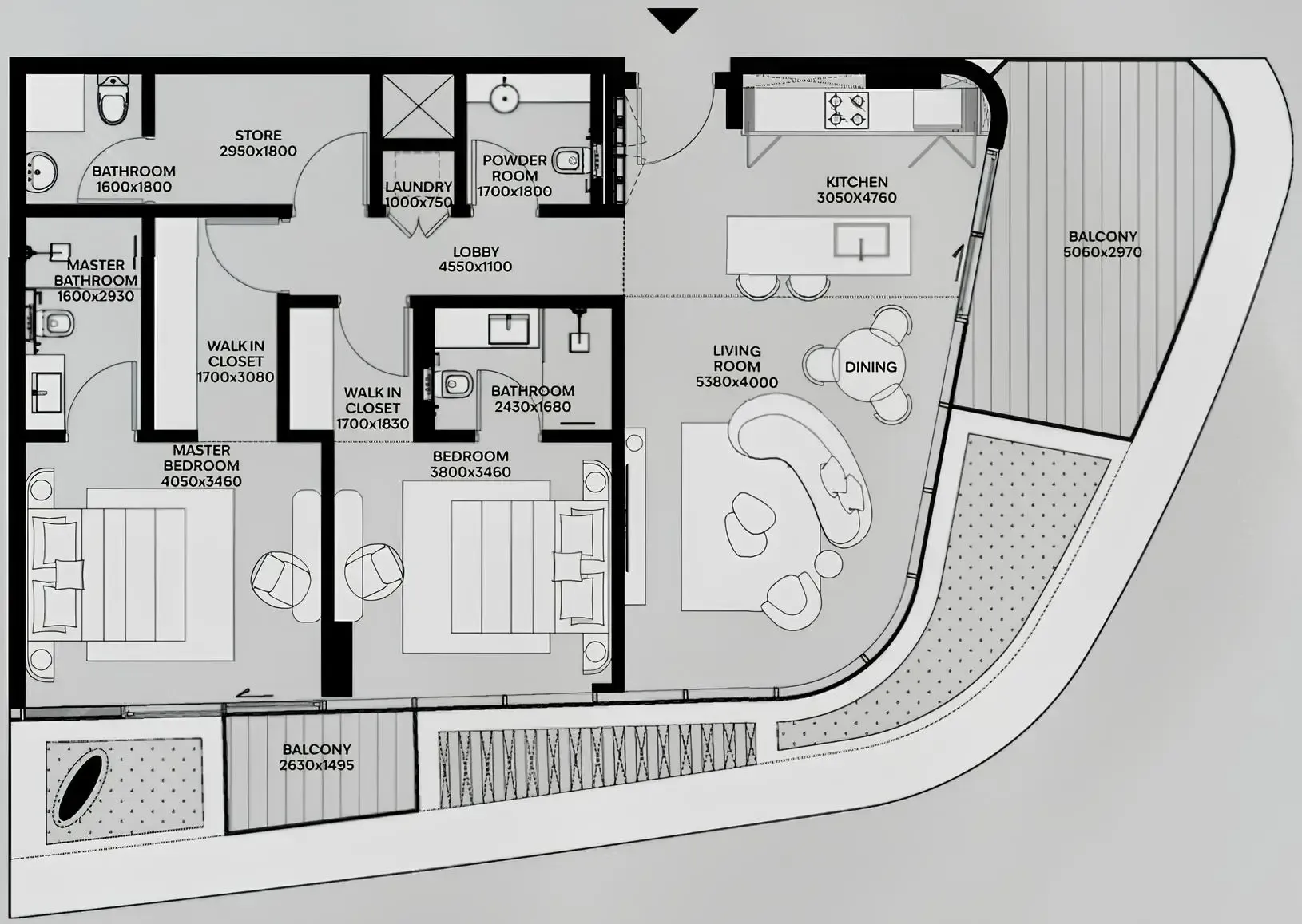Lia by Avenew Development 2 bed floor plan, 1,376 sqft