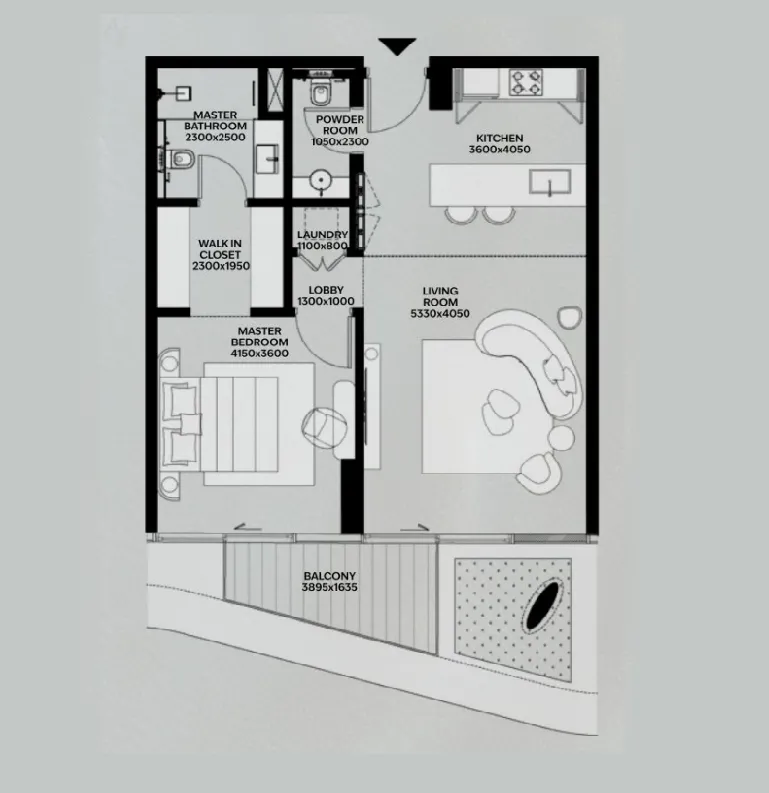 Lia by Avenew Development 1 bed floor plan, 849 sqft