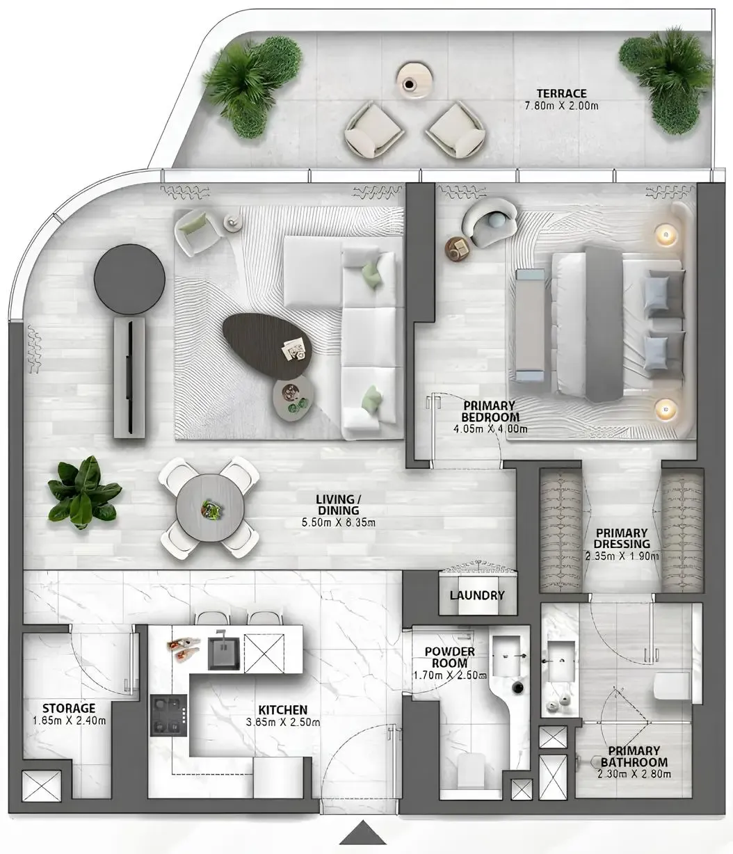 Passo by Beyond 1 bed floor plan, 1,074 sqft