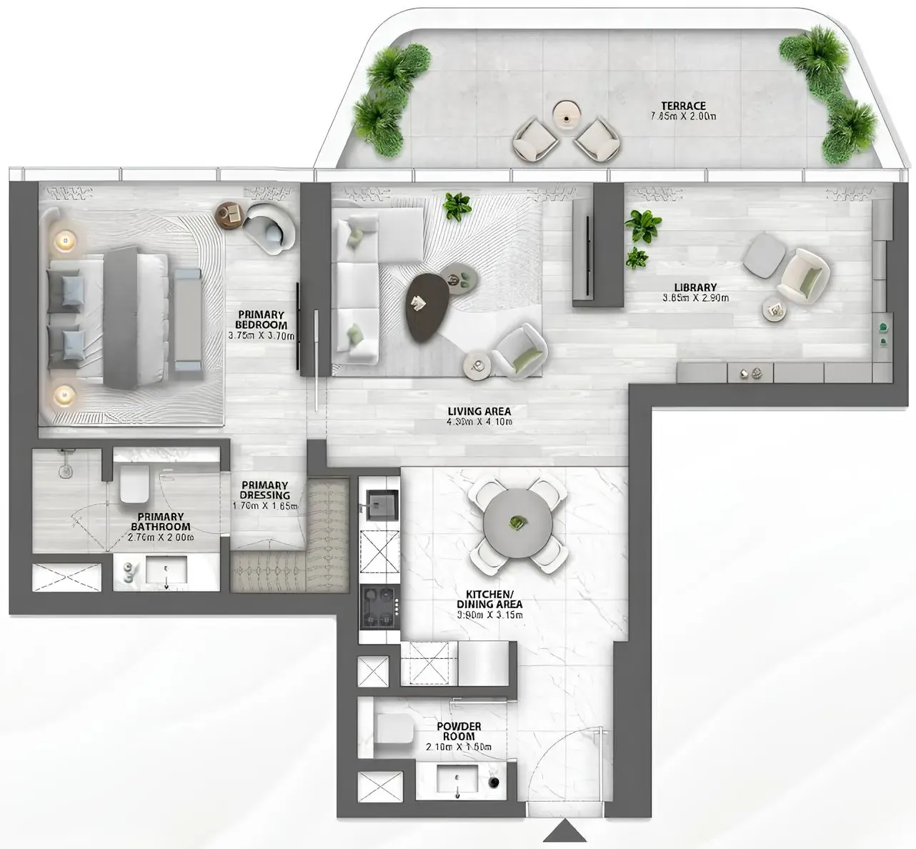 Passo by Beyond 1 bed floor plan, 876 sqft