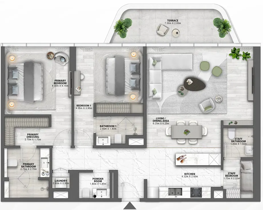 Passo by Beyond 2 bed floor plan, 1,584 – 1,628 sqft