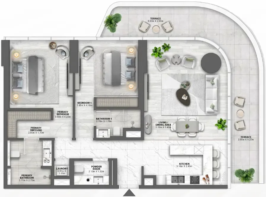Passo by Beyond 2 bed floor plan, 1,709 sqft