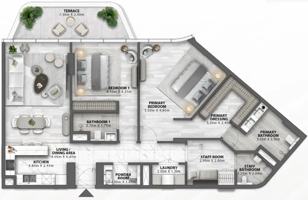 Passo by Beyond 2 bed floor plan, 1,688 sqft