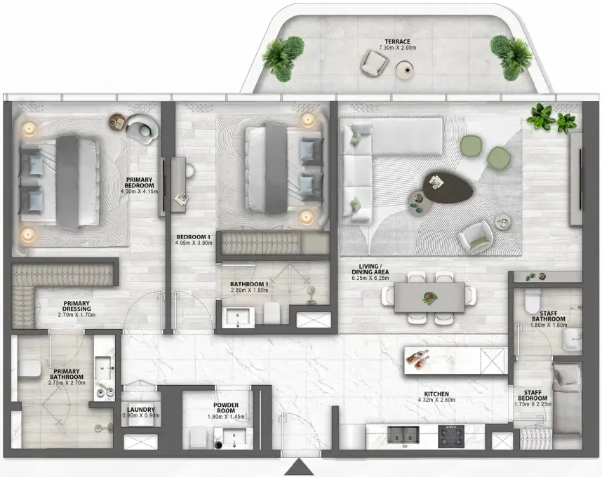 Passo by Beyond 2 bed floor plan, 1,672 sqft
