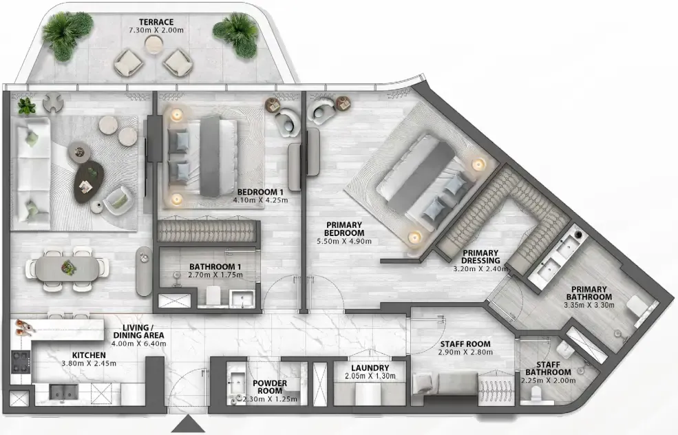 Passo by Beyond 2 bed floor plan, 1,727 sqft