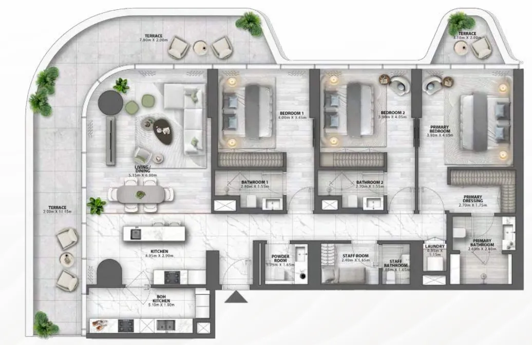 Passo by Beyond 3 bed floor plan, 2,597 sqft