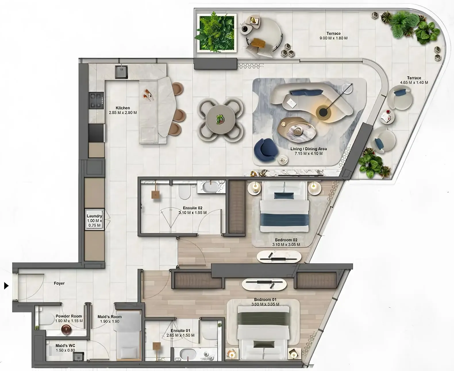 Soulever by Beyond 2 bed floor plan, 1,469 – 1,476 sqft